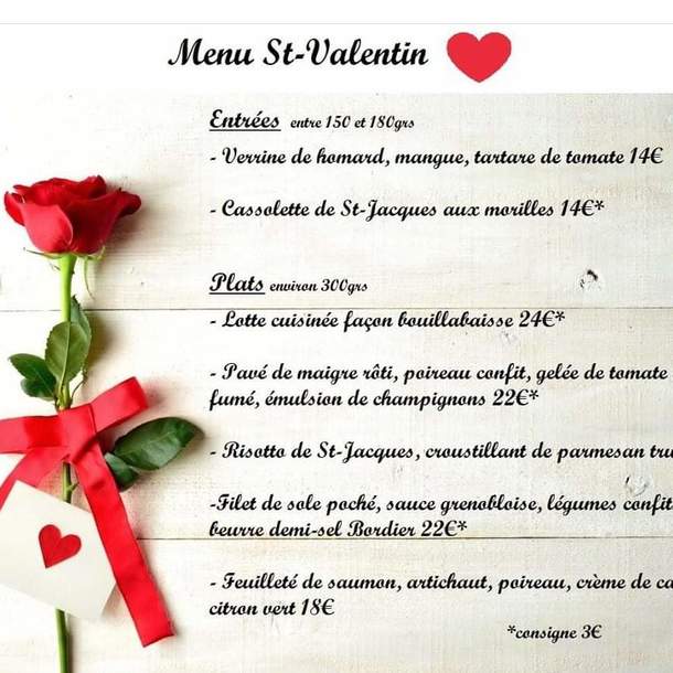 Menu Saint-Valentin - Poissonnerie de l'Aiguillon